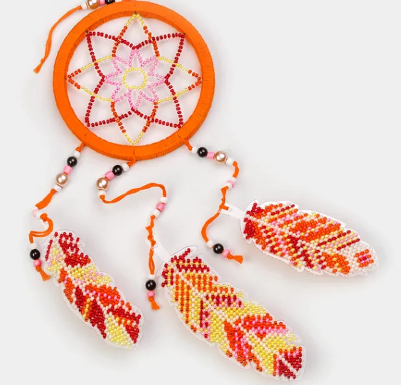 Siuvinėjimo karoliukais rinkinys Sapnų gaudyklė oranžinė (Wonderland FLPL-028)